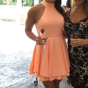 High neck fit and flare dress